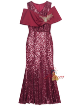 Burgundy Mermaid Sequins Mother of the Bride Dress
