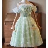 Green Sequins Flower Homecoming Dress