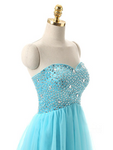 Blue Sweetheart Beading Homecoming Dress