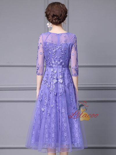 Purple Lace Tulle Mother Of The Bride Dress