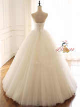 White Satin Tulle Strapless Wedding Dress