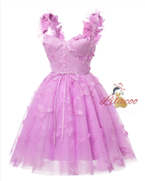 Purple Tulle Butterfly Homecoming Dress