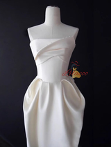 Ivory Satin Strapless Short Wedding Dress