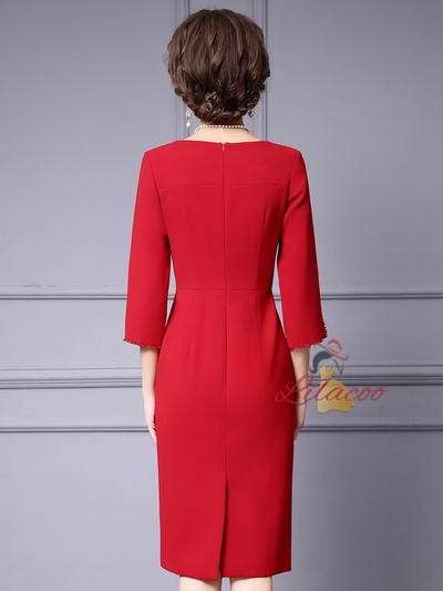 Red Split Short Sleeve Mother Of The Bride Dress