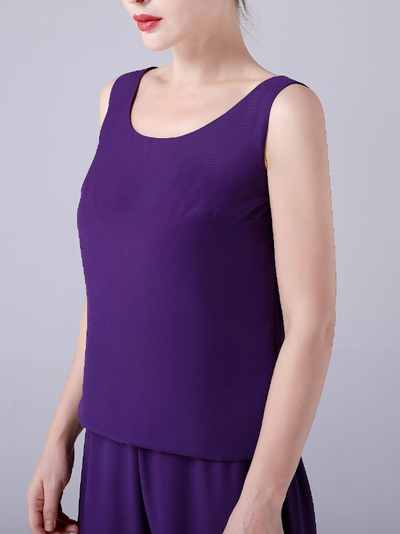 Purple Chiffon 3 Piece Beading Mother Of The Bride Dress