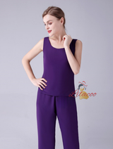 Purple Chiffon 3 Piece Beading Mother Of The Bride Dress