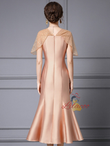 Champagne V-neck Sequins Mother Of The Bride Dress