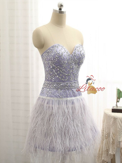Purple Strapless Beading Crystal Homecoming Dress