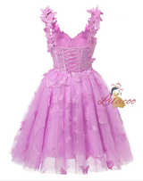 Purple Tulle Butterfly Homecoming Dress