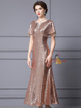 Champagne Sequins Beading Mother Of The Bride Dress