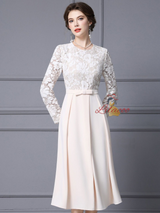 Purple Lace Long Sleeve Mother Of The Bride Dress