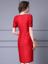 Red Satin Pleats Mother Of The Bride Dress