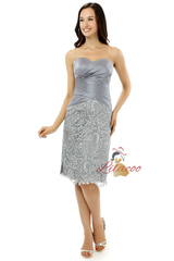 Silver Gray Satin Lace Mother Of The Bride Dress