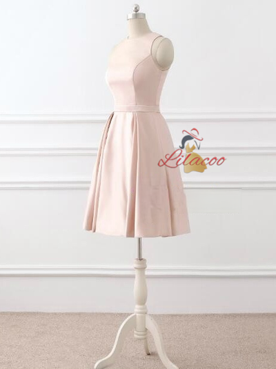 Pink Scoop Neck Homecoming Dress
