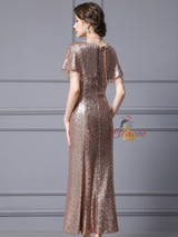 Champagne Sequins Beading Mother Of The Bride Dress