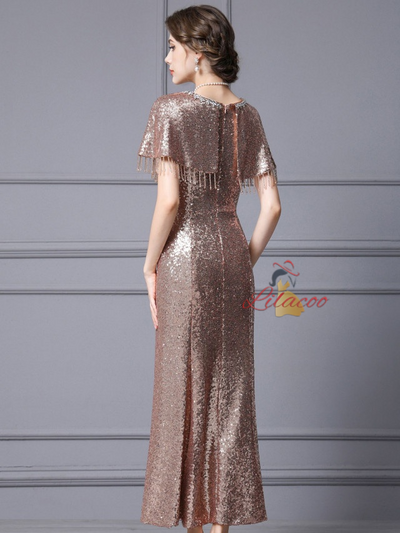 Champagne Sequins Beading Mother Of The Bride Dress