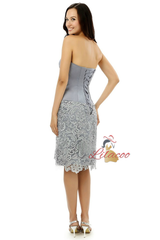 Silver Gray Satin Lace Mother Of The Bride Dress
