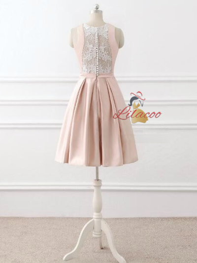 Pink Scoop Neck Homecoming Dress
