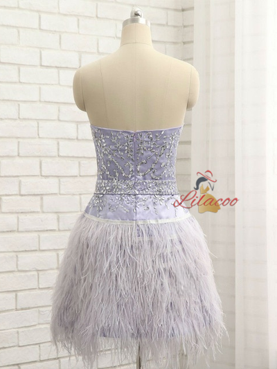 Purple Strapless Beading Crystal Homecoming Dress