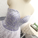 Purple Strapless Beading Crystal Homecoming Dress