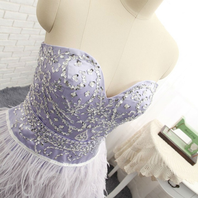 Purple Strapless Beading Crystal Homecoming Dress