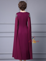 Dark Purple V-neck Mother Of The Bride Dress