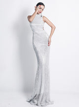 Women's Sequined Evening Dress With Openwork Party Dress