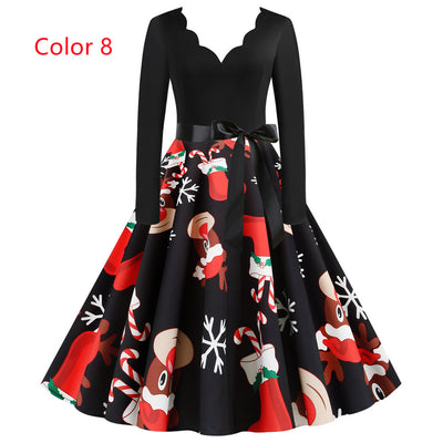Christmas Rock Long Sleeve Printed Dress