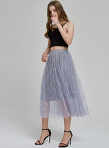 Cake Skirt Sequined Star Skirt Irregular Mesh Skirt