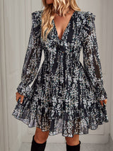 Long Sleeve Sexy Printed Dress