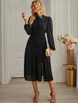 Solid Color Split Casual Dress