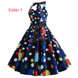 Retro Backless Print Vintage Dress