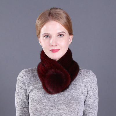 Warm Ladies Mink Fur Scarf Fox Fur Ball