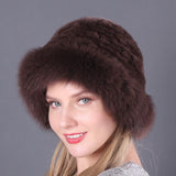 Warm Winter Fox Fur Rex Rabbit Fur Woven Hat
