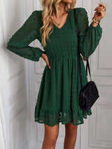 V-neck Long Sleeve Casual Dress