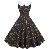 Retro Doll Collar Print Dress