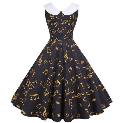 Retro Doll Collar Print Dress