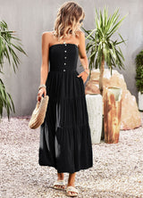 Solid Color Tube Top Big Swing Dress