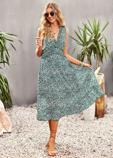 V-neck Leisure Vacation Print Dress