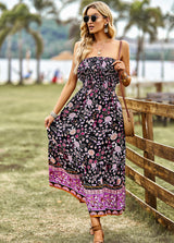 Bohemian Casual Tube Top Printed Dress