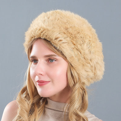 Rabbit Fur Hat Winter Ladies Warm Hat