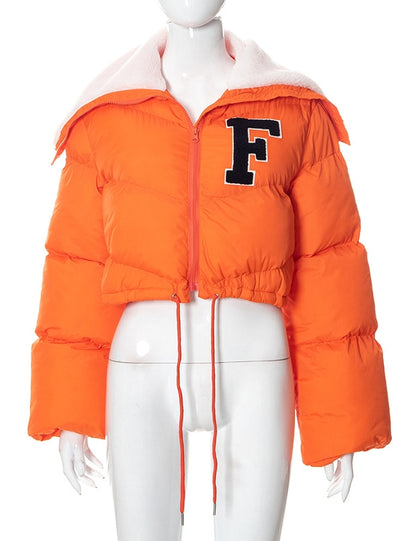 Embroidered Stand Collar Cotton-padded Coat