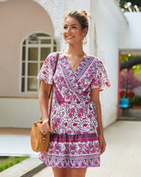 V-neck Sexy Bohemian Print Dress