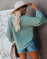 Loose V-neck Lantern Sleeve Top