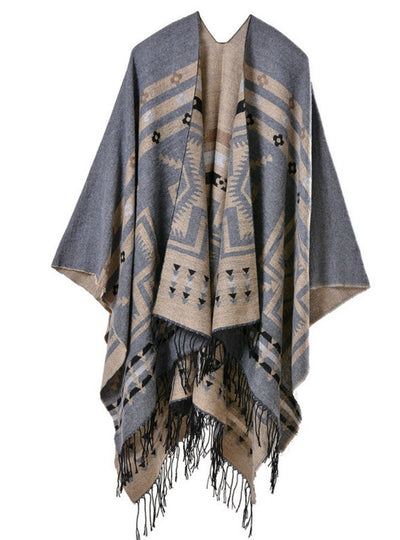 Cross Plum Lengthened Thickened Split Shawl