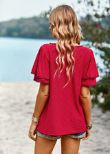 Solid Color Hollow Knit Top