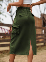 Drawstring Denim Frock Skirt