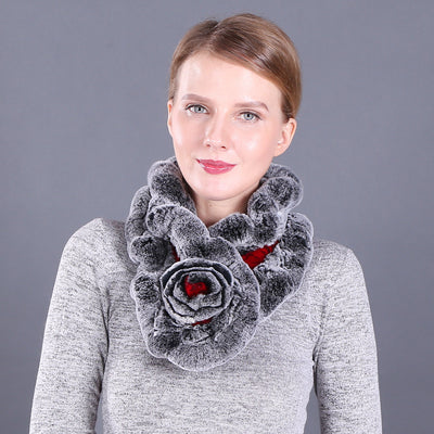 Lotus Leaf Rex Rabbit Fur Scarf Warm Fur Scarf
