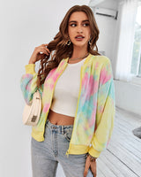Tie-dyed Long-sleeved Plush Coat