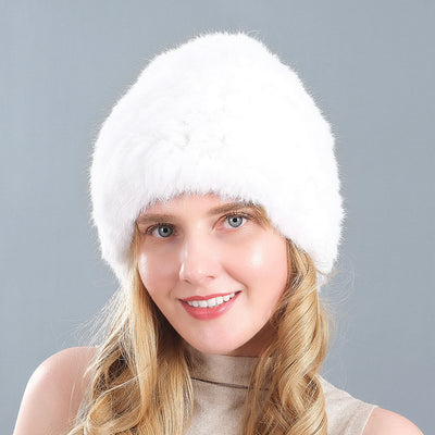 Hand-knitted Rabbit Fur Hat